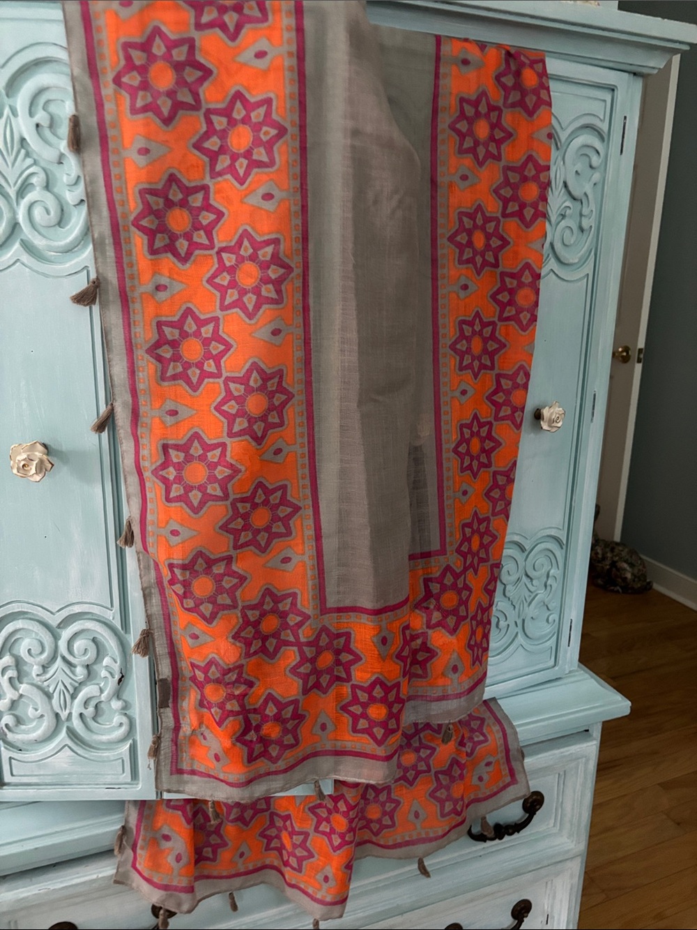 Orange & Pink Printed Women’s Shawl